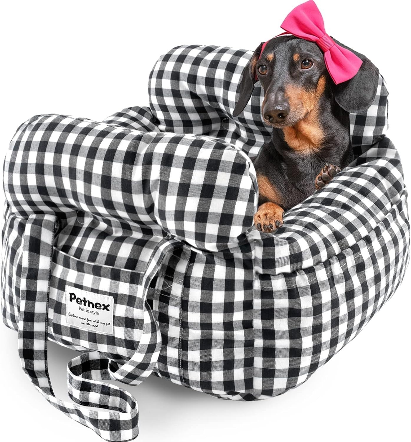 Dog Booster Seat Travel Carrier Bed Safety Leash Small Dogs Checkered