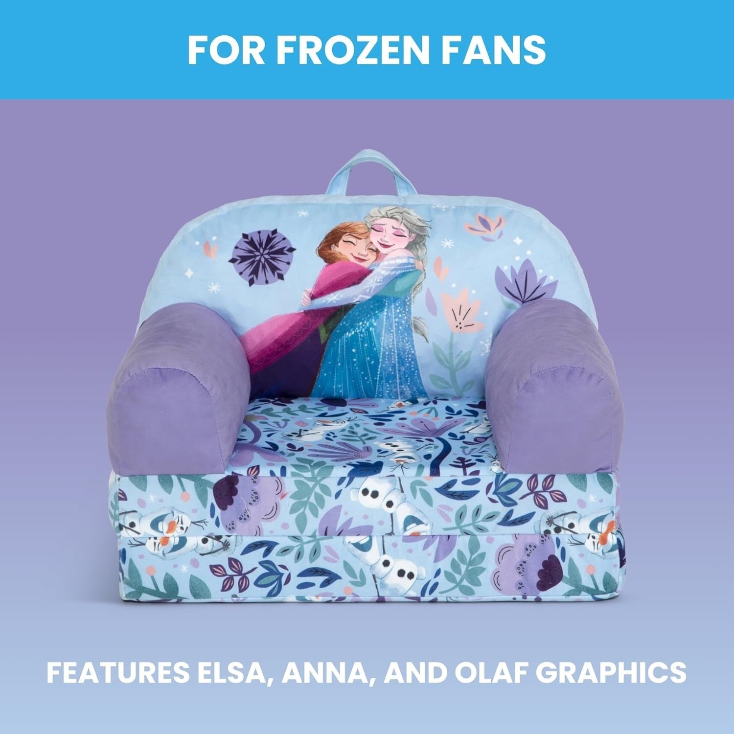 Kids Flip-Out Lounge Chair 2-in-1 Sleeper with Foam Comfort, Disney Frozen