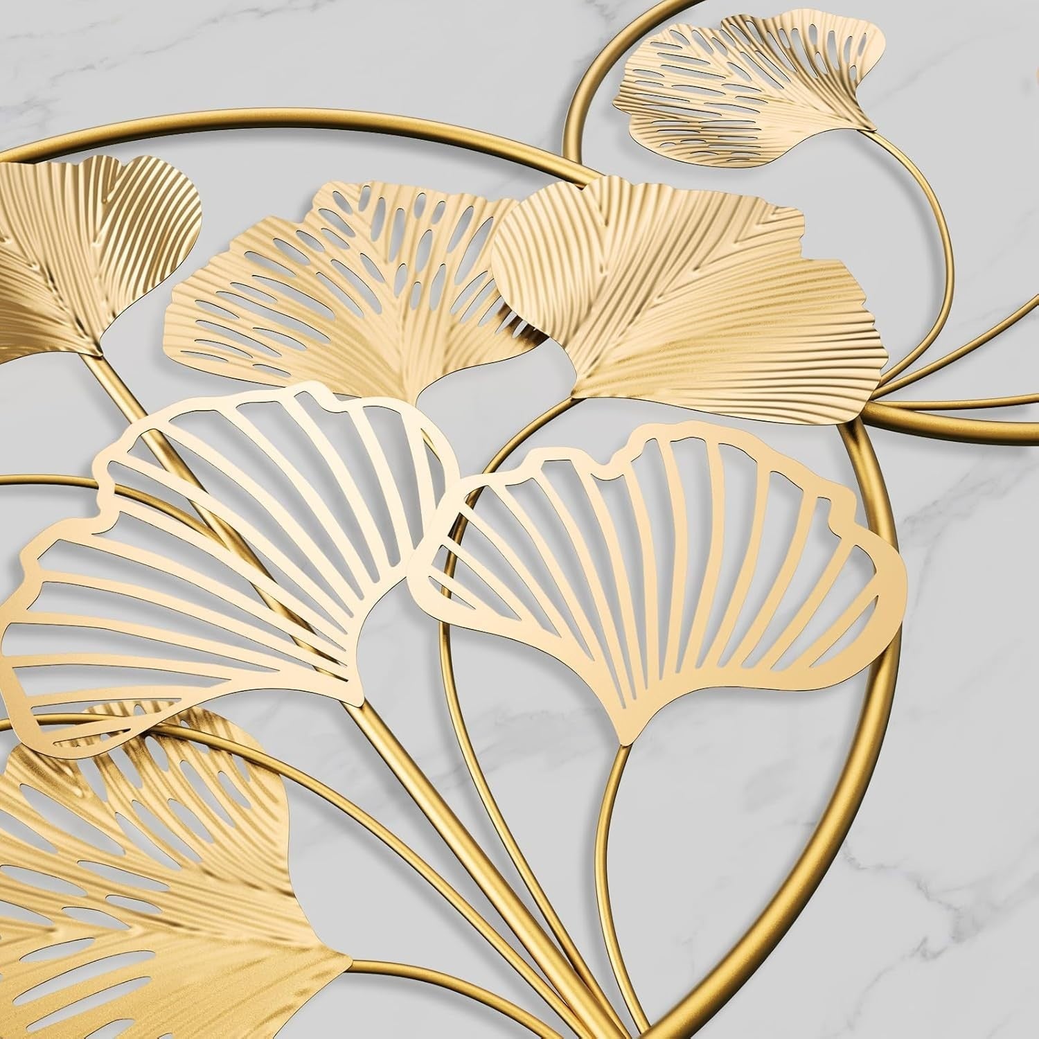 Gold Ginkgo Leaf Metal Wall Art Large Luxury Decor 128x43cm