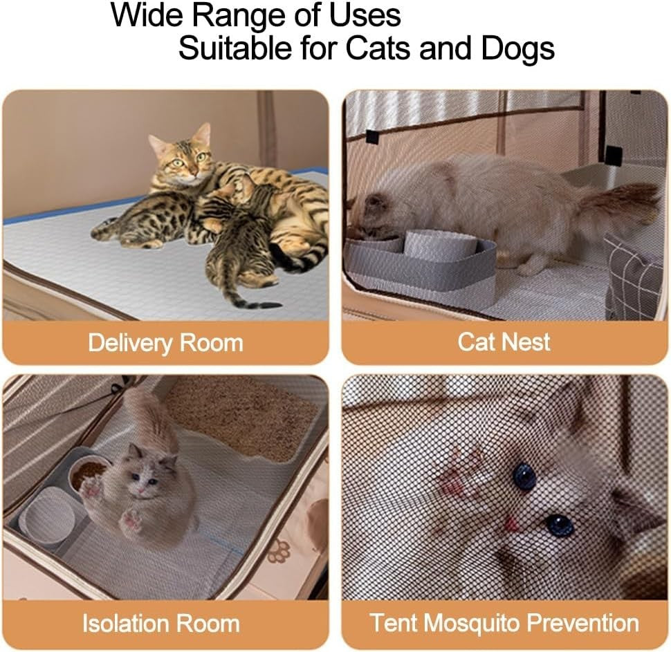 XL Foldable Pet Playpen Portable Dog Cat Kennel Tent Indoor Outdoor Mesh Brown