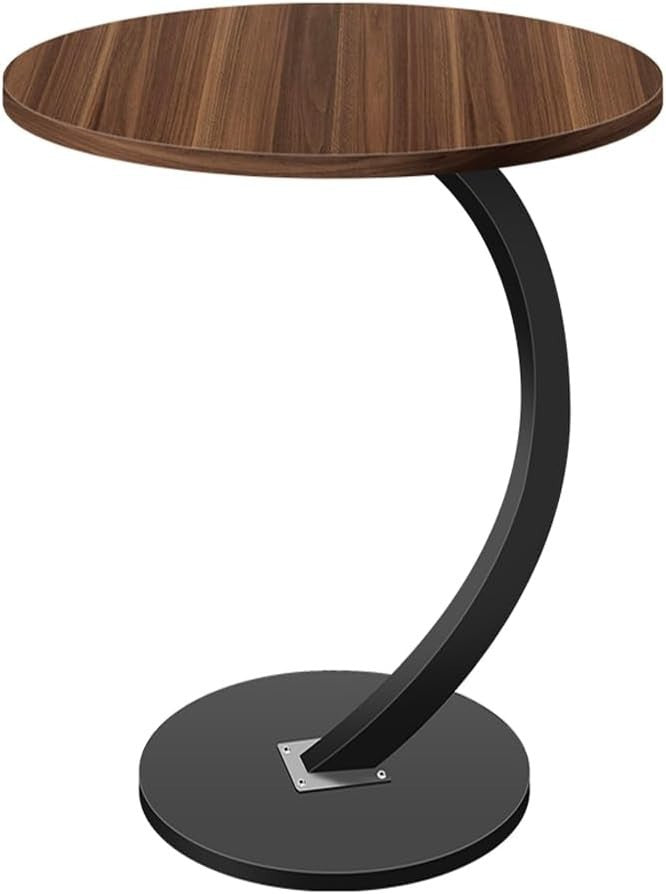C-Shaped Round Side Table Small Wooden End Table 40x60cm Sofa Desk