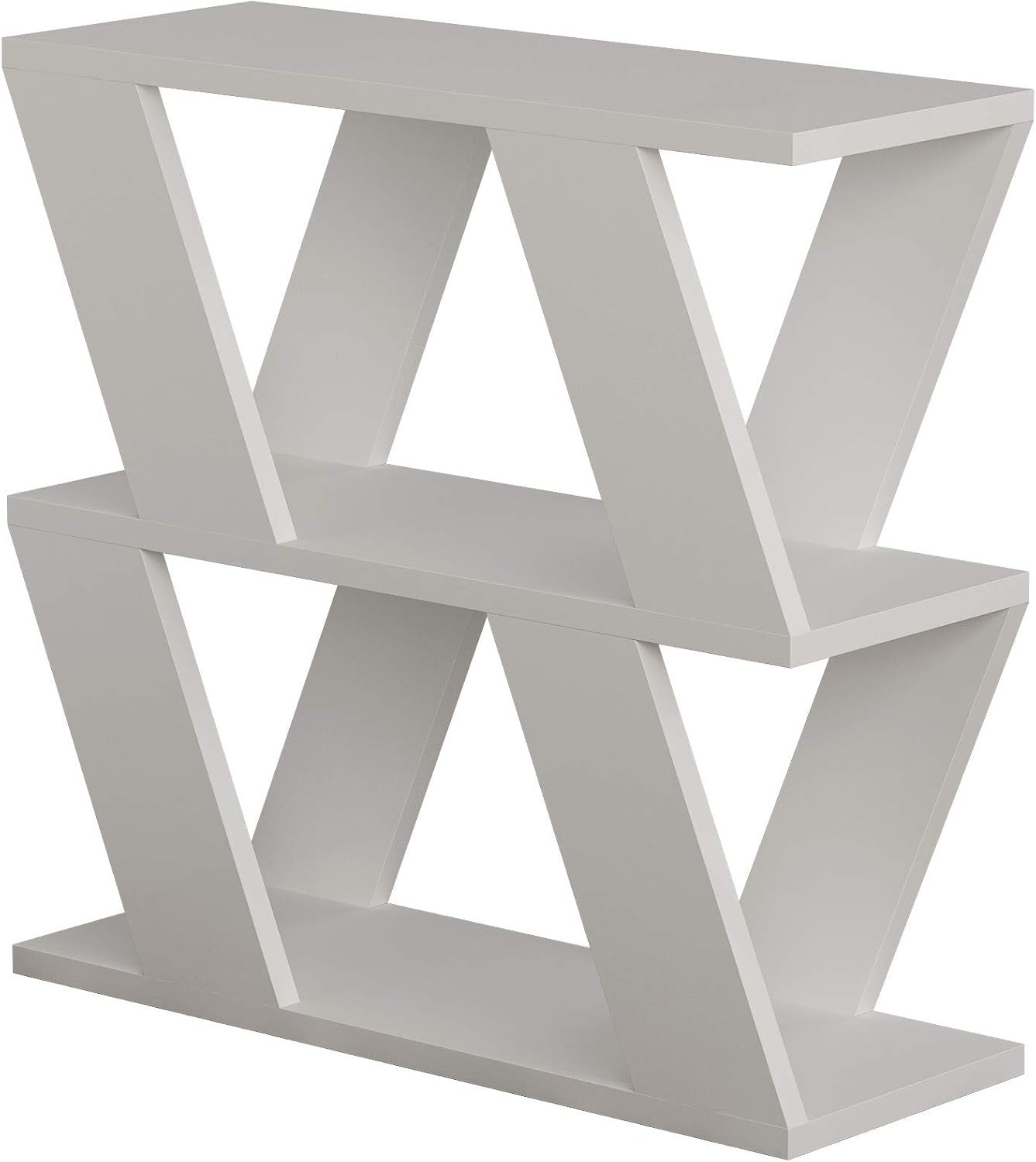 White Slim Side Table with Storage | 2 Tier Narrow Shelf Unit 60cm
