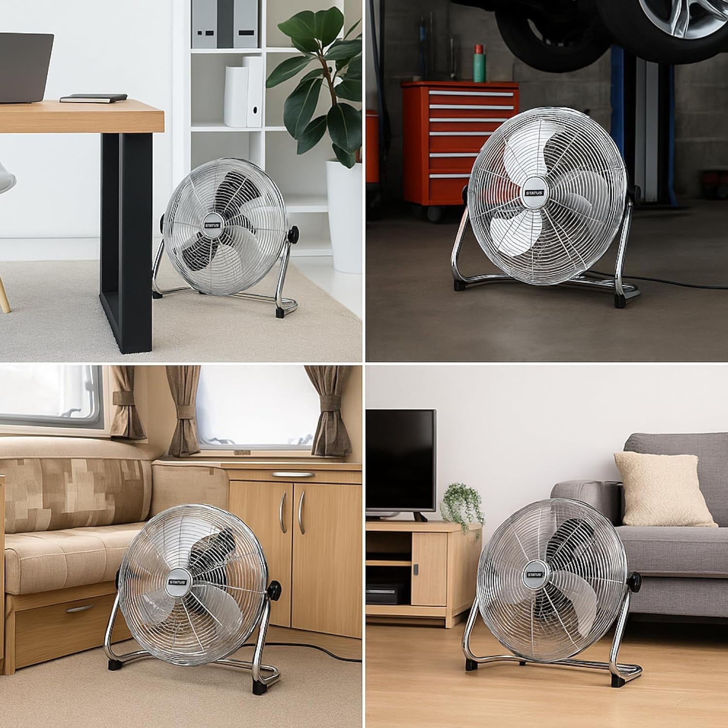 18 Inch Floor Fan Chrome 3-Speed High Velocity Adjustable Angle Cooling Portable