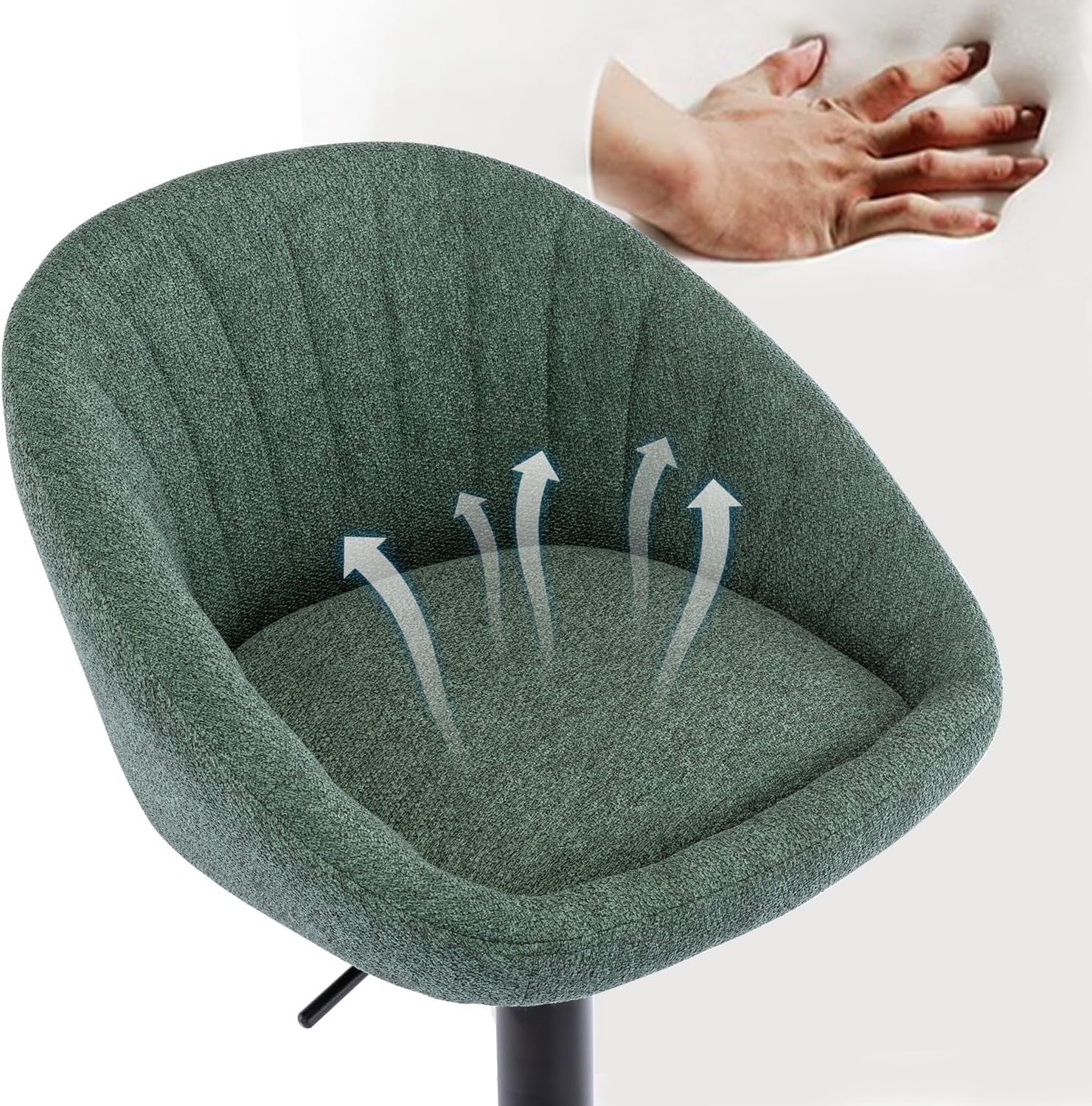 Bar Stools Set of 2 | Green L-Shaped Adjustable Counter Chairs