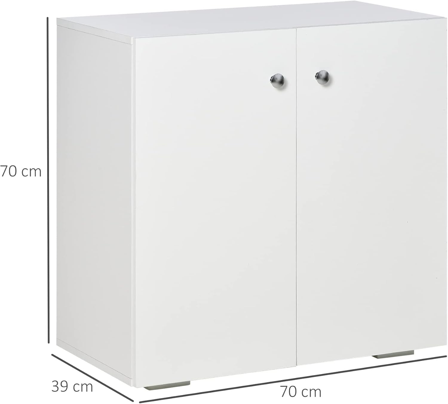 White Wooden Storage Cabinet 2 Door Sideboard Cupboard Bookcase Unit