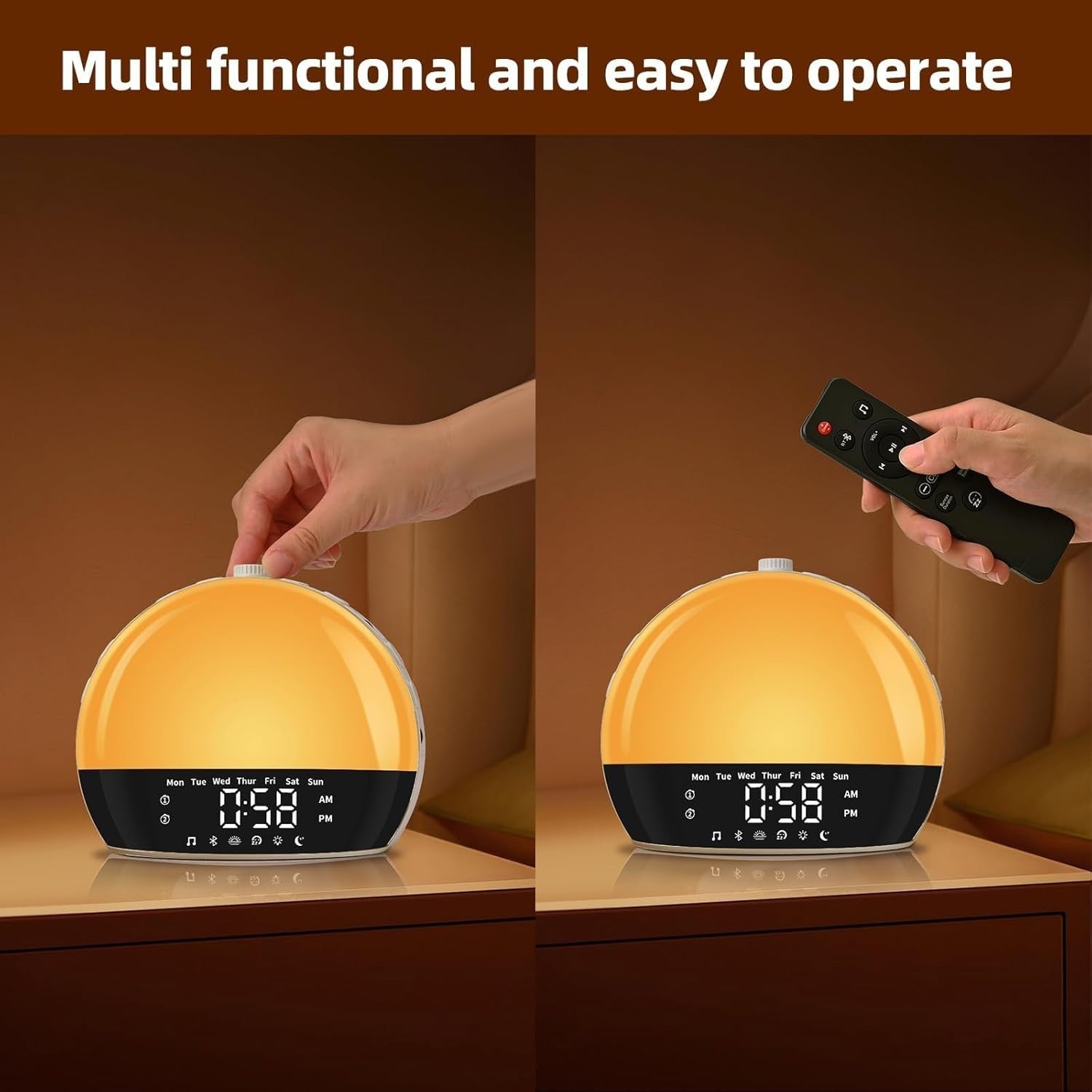 Sunrise Alarm Clock with White Noise Machine & 25 Soothing Sounds - Wake Light