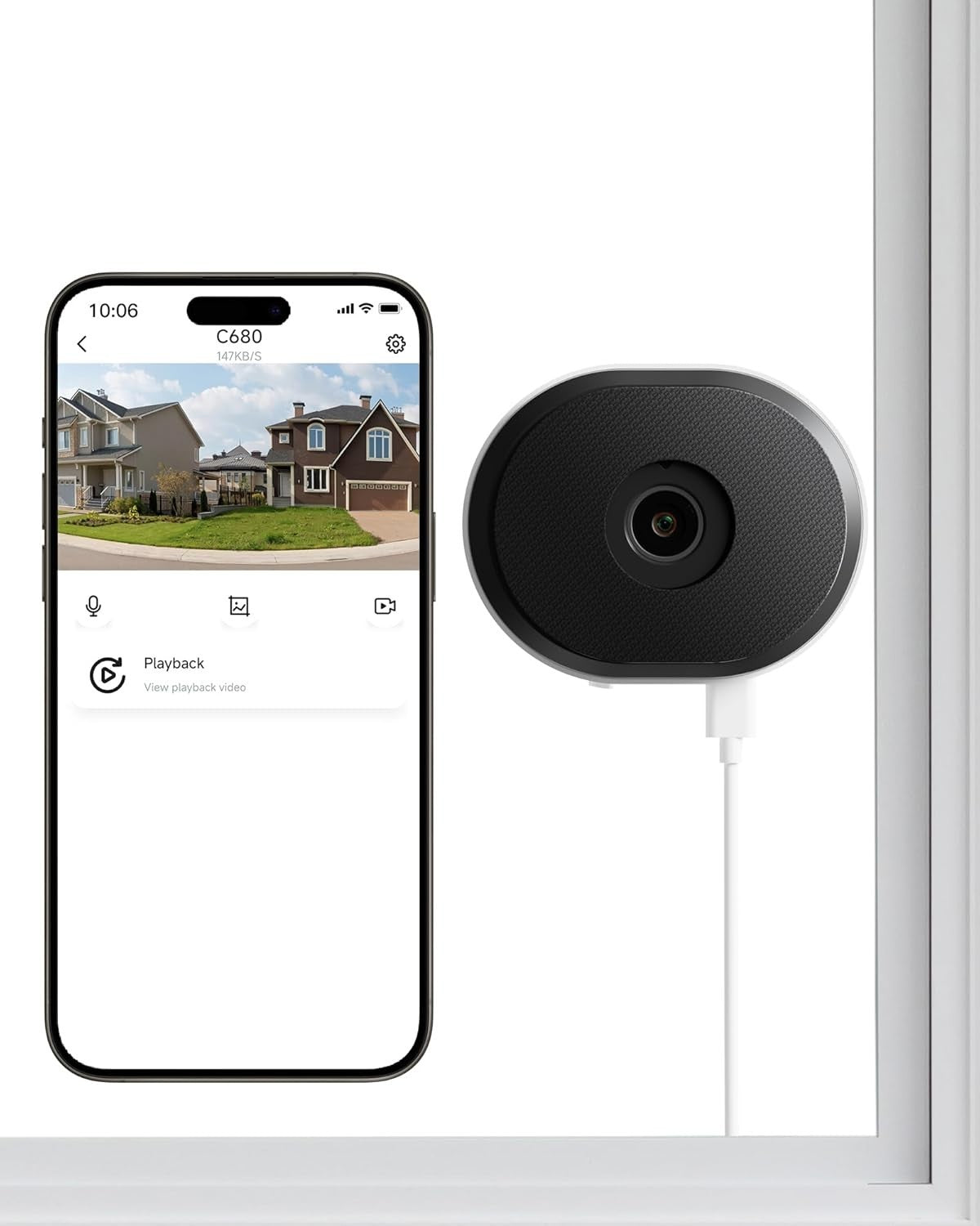 2K Window Security Camera WiFi Full Color Night Vision AI Detection