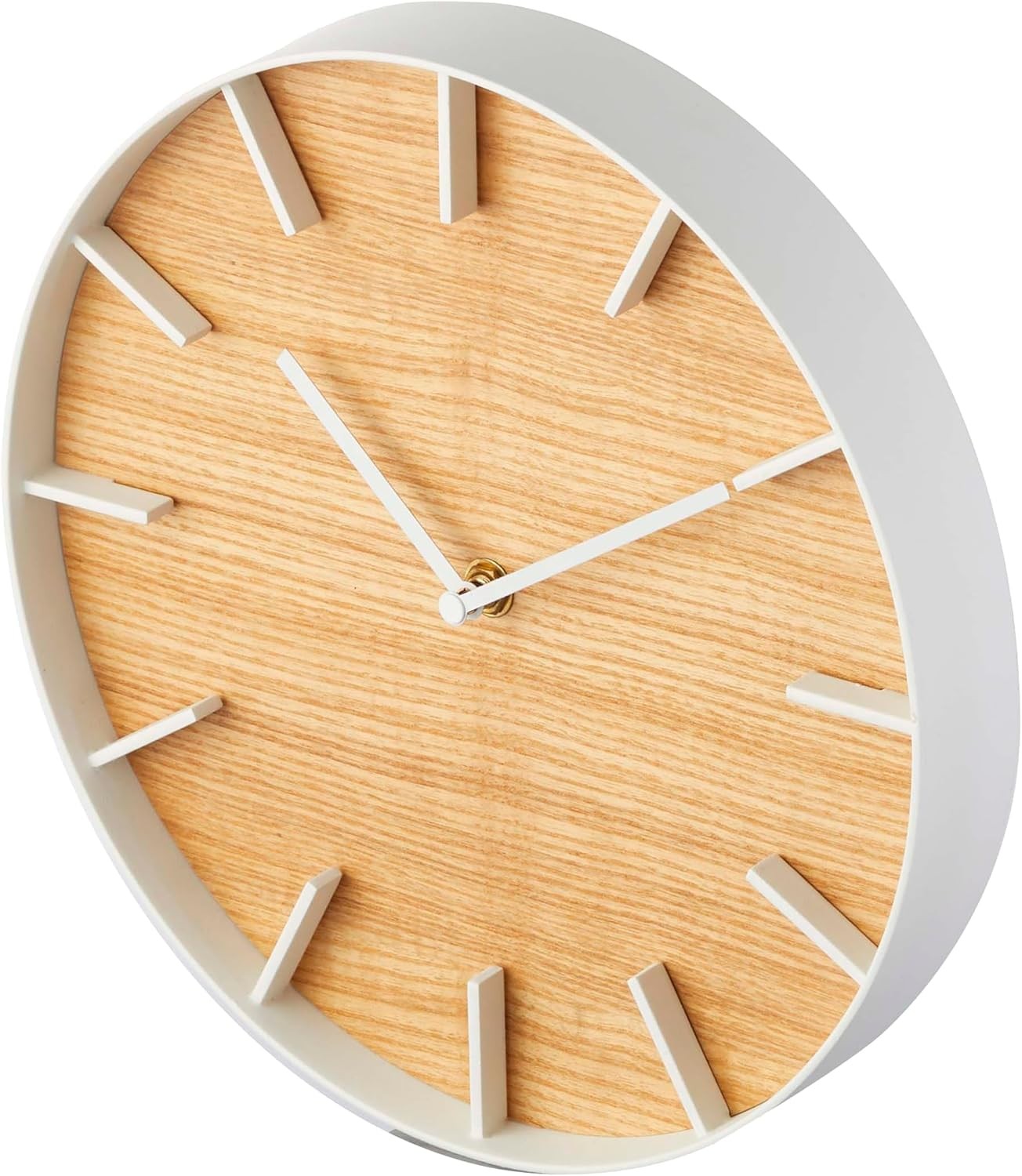 Modern Ash Wood Wall Clock Silent Non-Ticking Large Display Home Decor