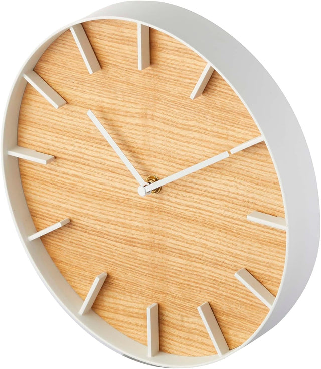 Modern Ash Wood Wall Clock Silent Non-Ticking Large Display Home Decor