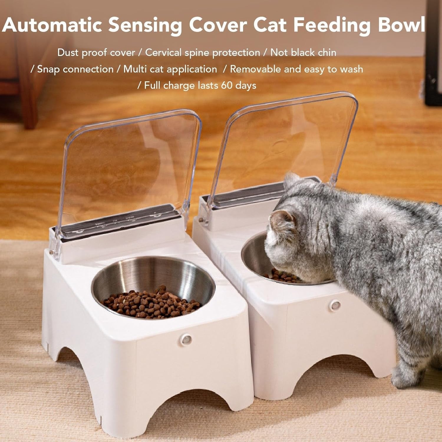 Automatic Infrared Sensor Pet Feeder Auto Open Lid Cat Dog Feeding Bowl