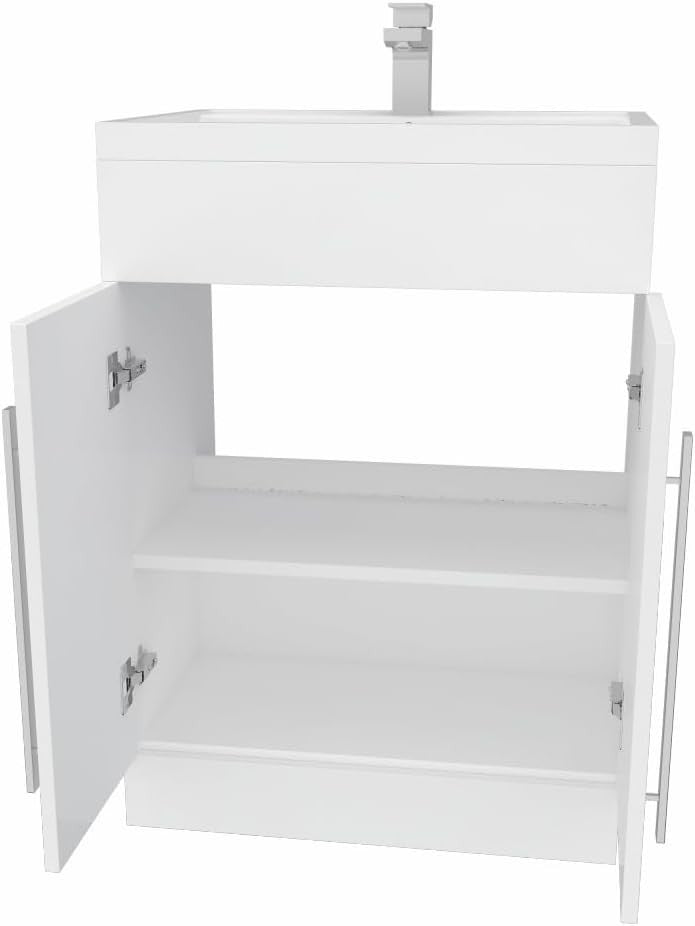 600mm Floor Standing Vanity Unit Gloss White Basin Sink Cabinet Bathroom Storage