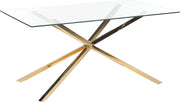 Rectangular Glass Dining Table 160x90cm Gold Metal Modern Kitchen Table