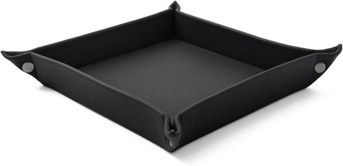 Leather Valet Tray Black – Desk Organiser for Keys, Coins & Jewellery