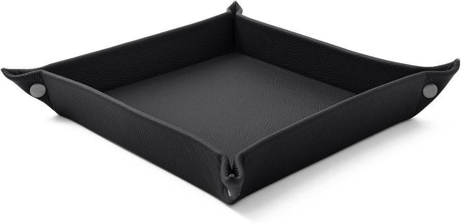 Leather Valet Tray Black – Desk Organiser for Keys, Coins & Jewellery
