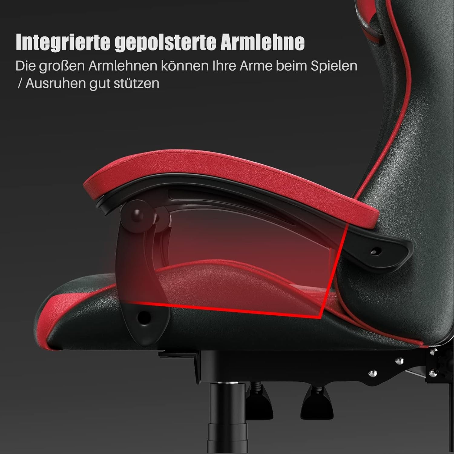 Ergonomic Gaming Chair Swivel Office Chair w/ Lumbar & Headrest Red
