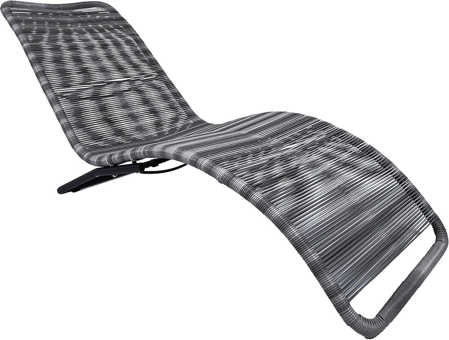 Rattan Garden Sun Lounger Chair Outdoor Patio Bed Grey Woven Recliner