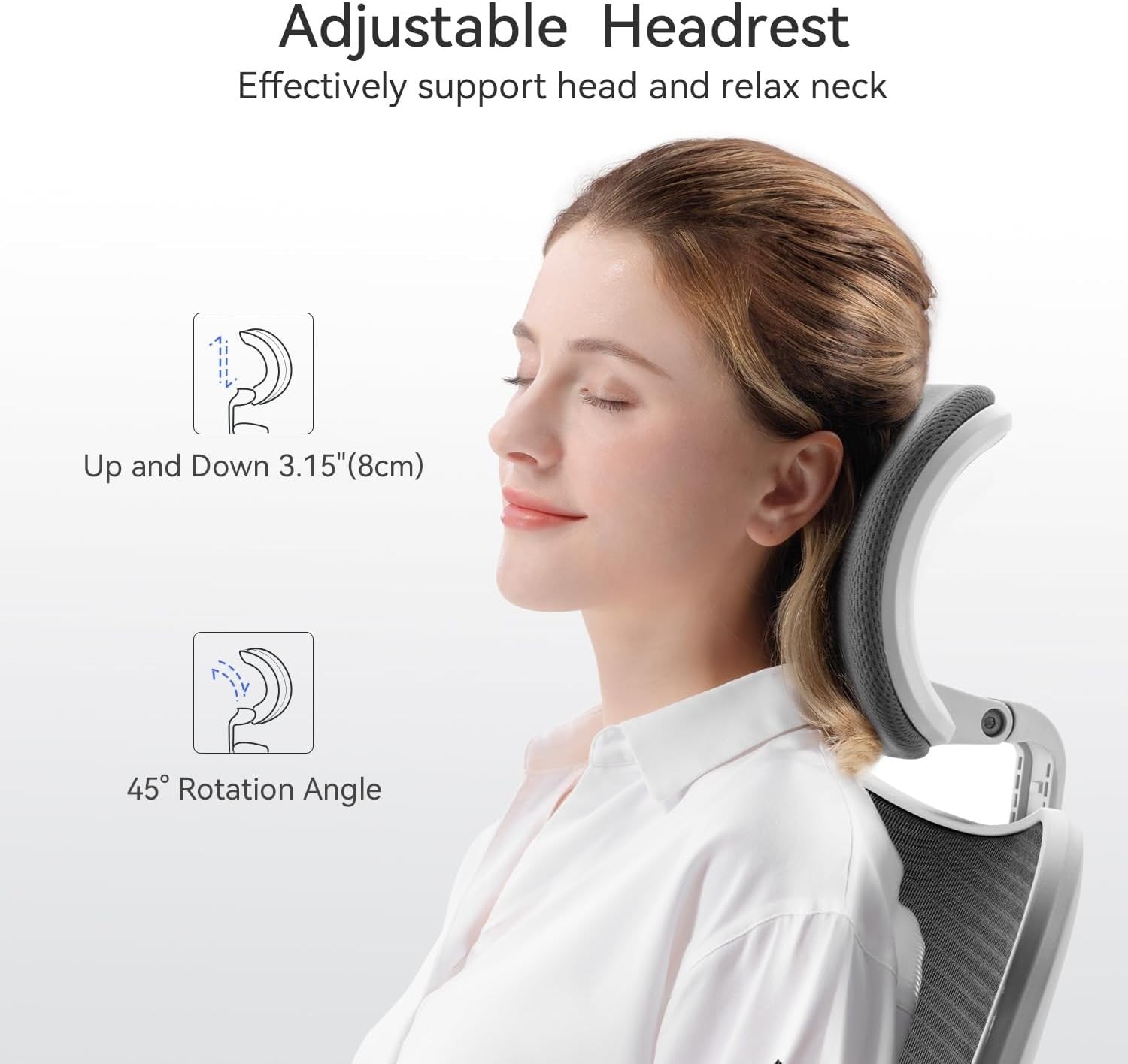 Ergonomic Mesh Office Chair Desk Seat Adjustable Back Headrest Home Grey