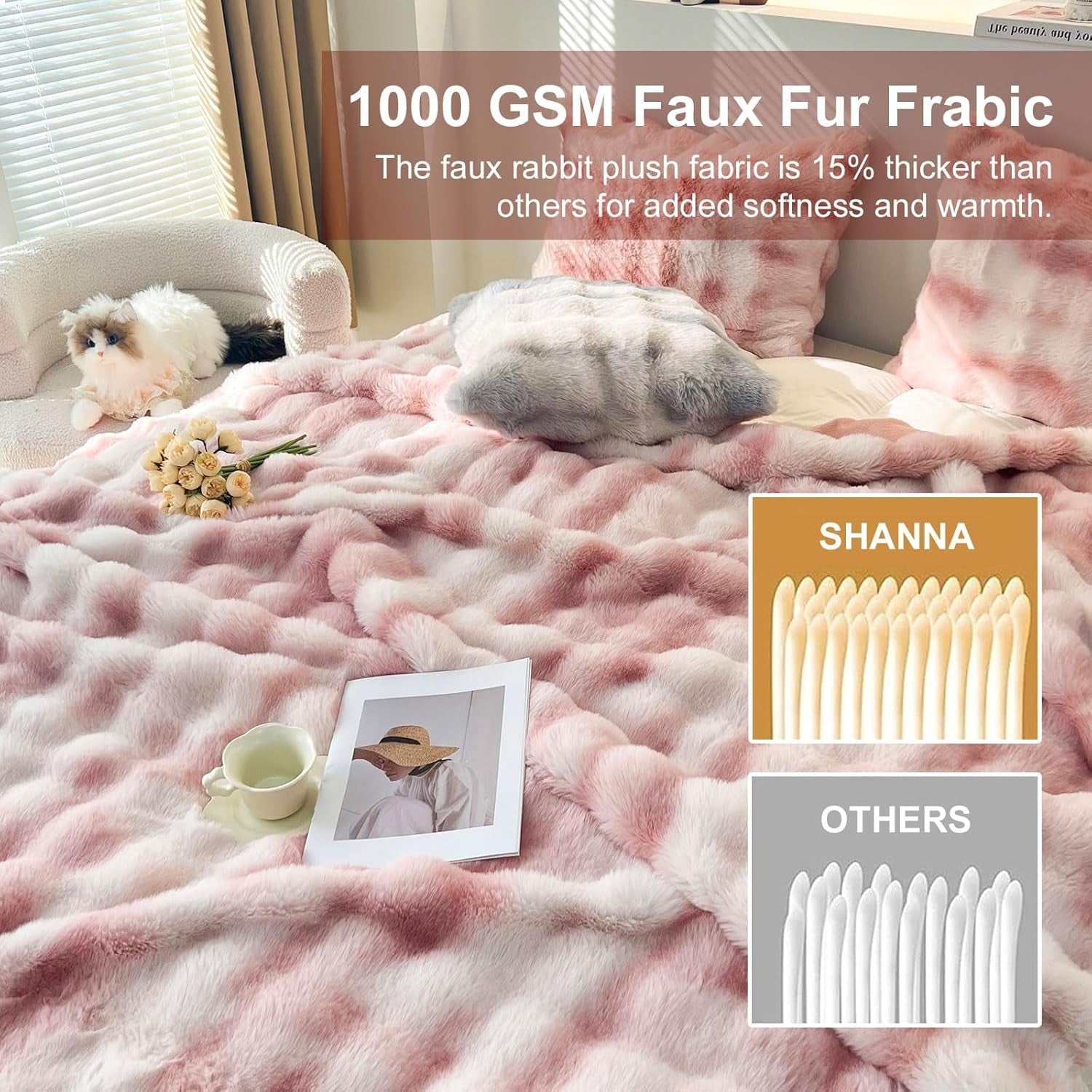 Luxury Thick Plush Fleece Throw Blanket Soft Warm Sofa Bed Tie Dye Pink 100x160c