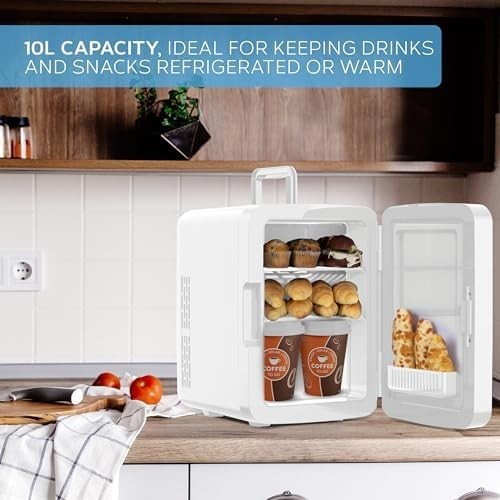 10L Mini Fridge White Portable Cooler and Warmer for Skincare Food Drinks