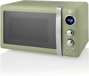 Green 20L Retro LED Digital Microwave 800W 6 Power Levels