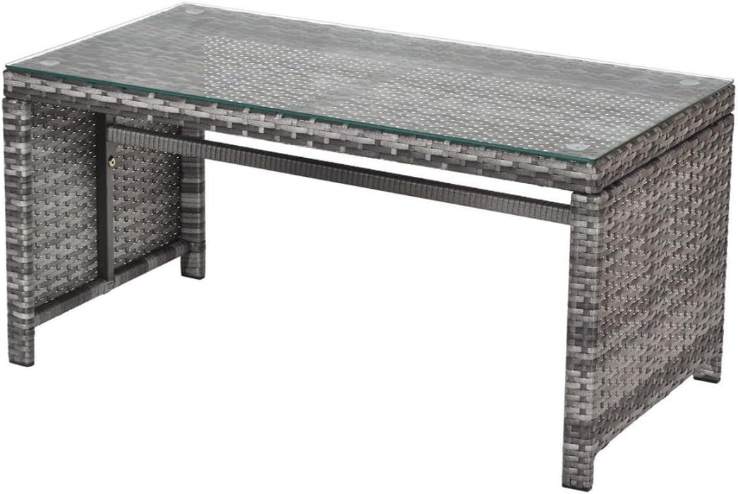 4 Seater Outdoor Rattan Sofa Set with Glass Table Patio Garden Conversation
