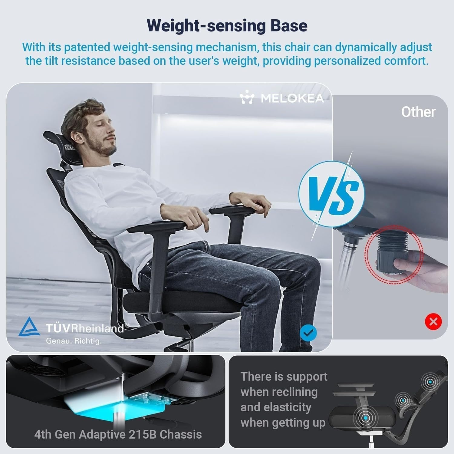 Big & Tall Ergonomic Office Chair Mesh Back High Weight-Activated Tilt