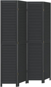 4 Panel Black Wooden Room Divider 145x200cm Folding Privacy Screen