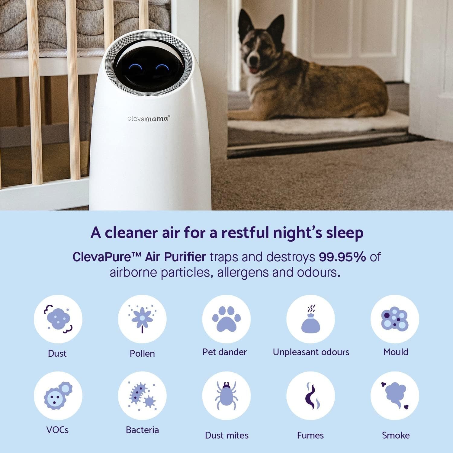 H13 HEPA Air Purifier Ozone Free Nursery Smart App Alexa Timer