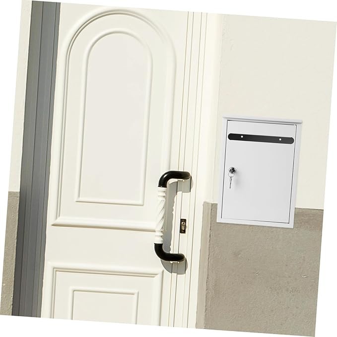 Wall Mount Lockable Suggestion Box White Steel Secure Voting Complaint Drop