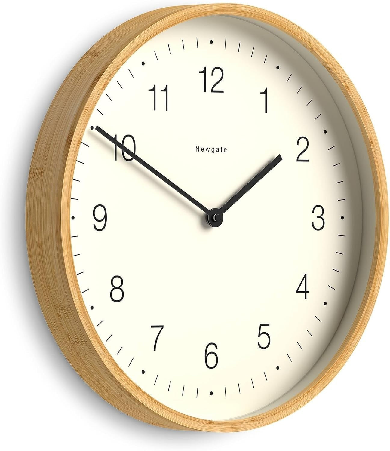 Silent Wall Clock 38cm Scandi Bamboo Modern Minimalist Home Decor