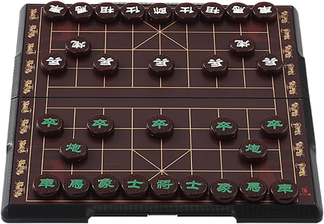 Magnetic Xiangqi Travel Chess Set Foldable Board 32 Agate Pieces