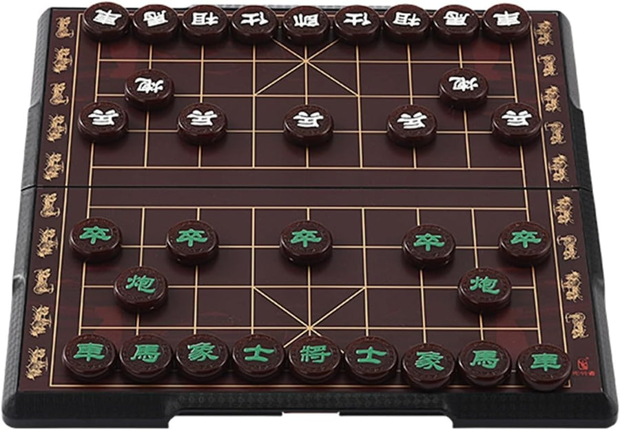 Magnetic Xiangqi Travel Chess Set Foldable Board 32 Agate Pieces