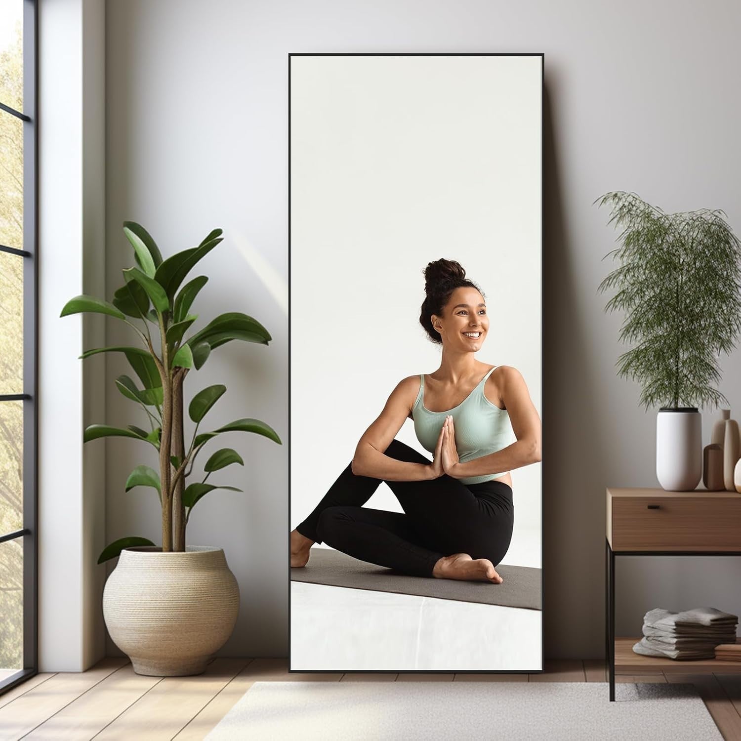 Large Black Frame Full Length Mirror 180x76cm Floor Wall Leaning