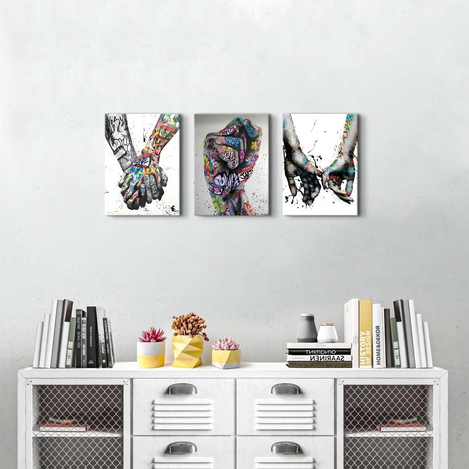 3Pcs Graffiti Love Hands Canvas Wall Art 12x16