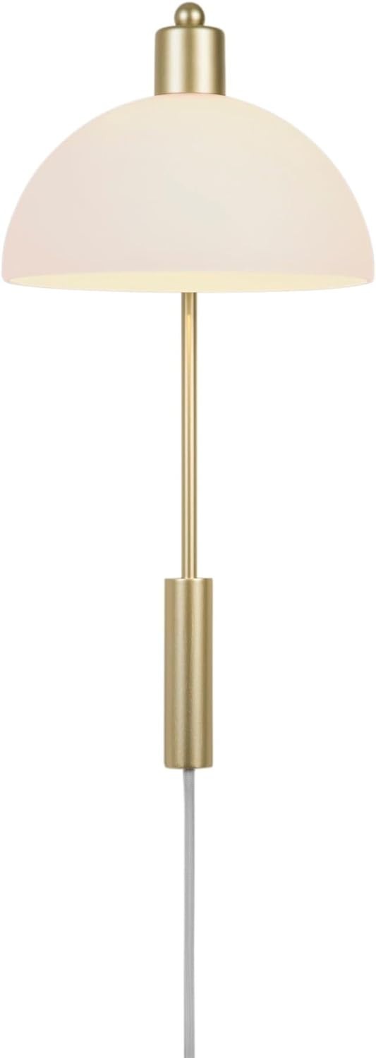 Modern Brass Indoor Wall Light Sconce, Plug-in LED, Bedroom & Kitchen