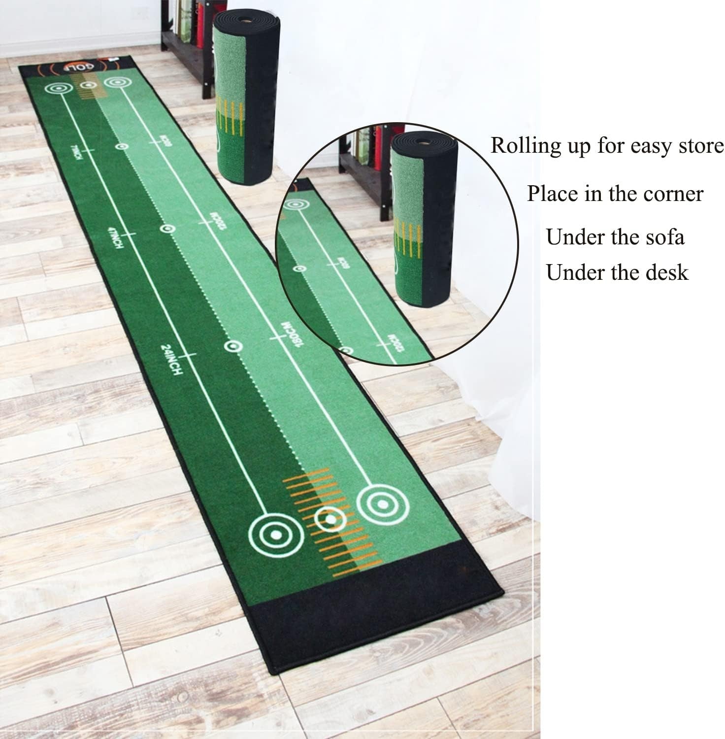Indoor Golf Putting Mat 10ft Practice Green Trainer Home Office Garden