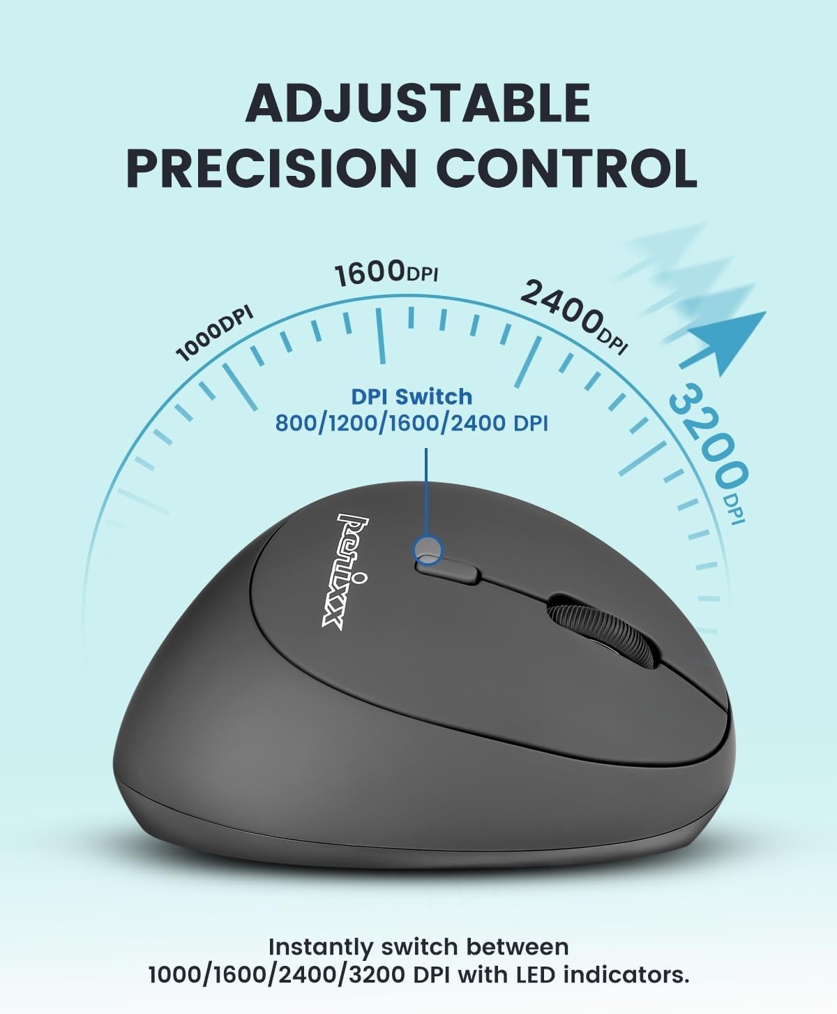 Ergonomic Vertical Mouse Wireless Rechargeable 3200 DPI RGB Dock