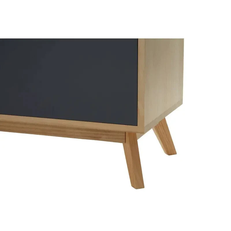 Mid Century TV Unit Oak Effect Low Cabinet 2 Door Media Stand 150cm Wide