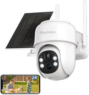 2K Solar Security Camera Wireless Outdoor PTZ 360° Color Night Vision