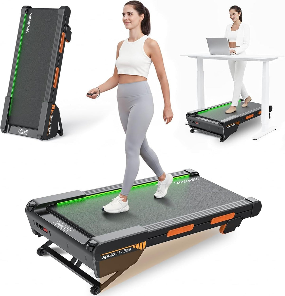 Under Desk Walking Treadmill 6-Level Incline 159KG Quiet Home Office