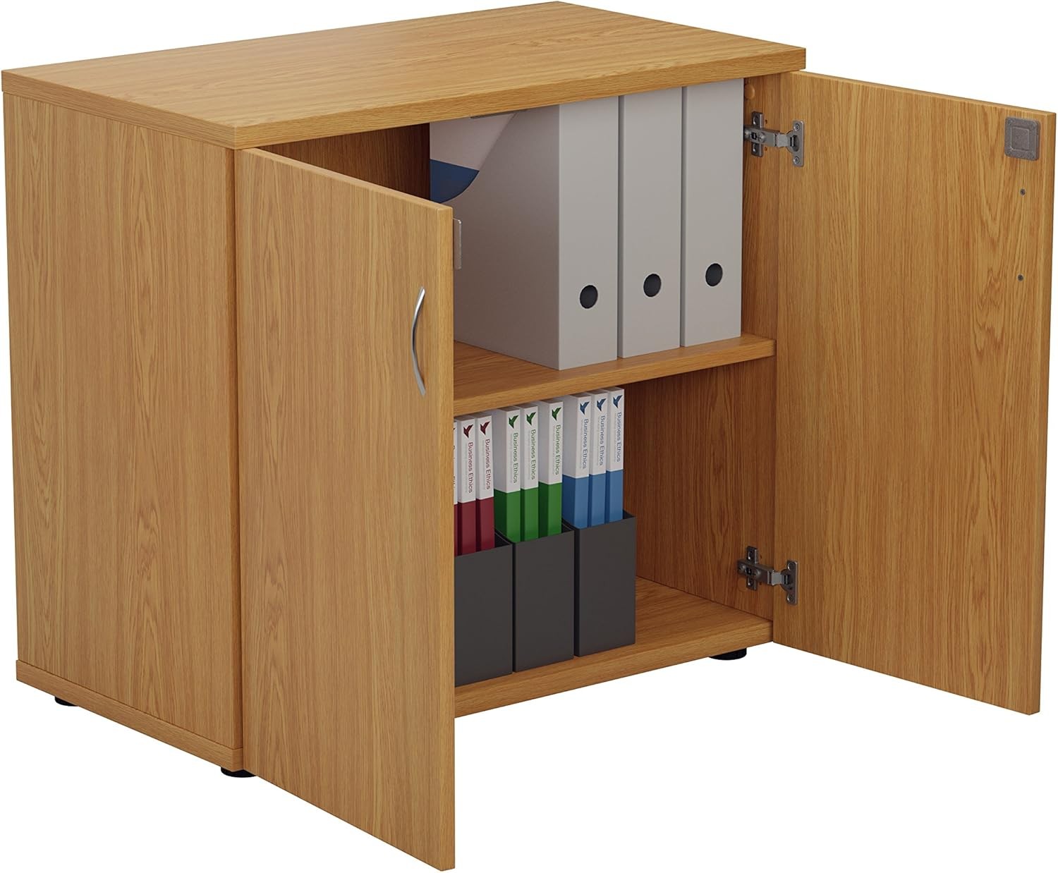 Oak Lockable Office Cupboard Heavy Duty Desk High Storage Cabinet 80cm