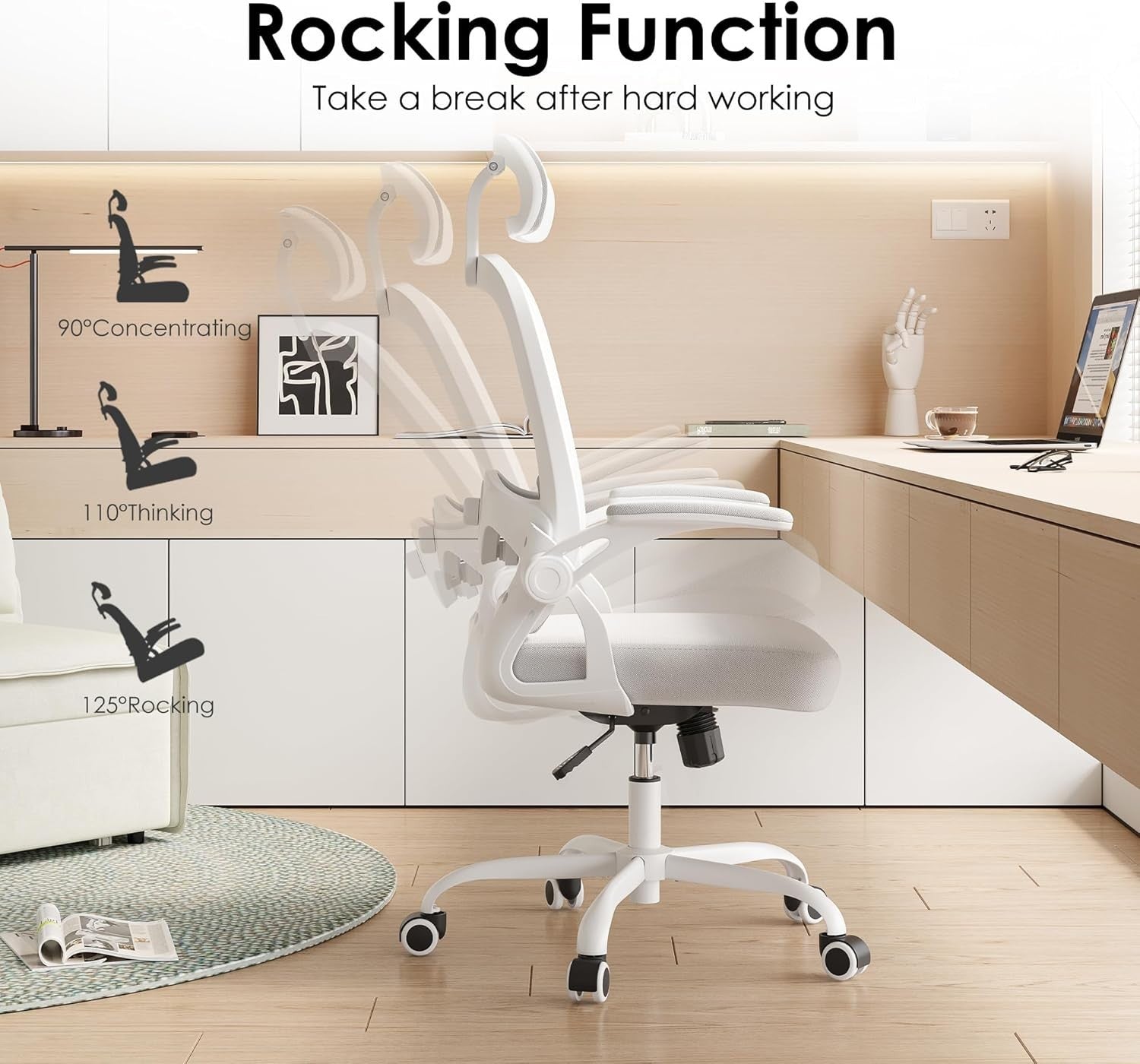 Ergonomic Home Office Desk Chair | High Back Adjustable Lumbar Support Mesh