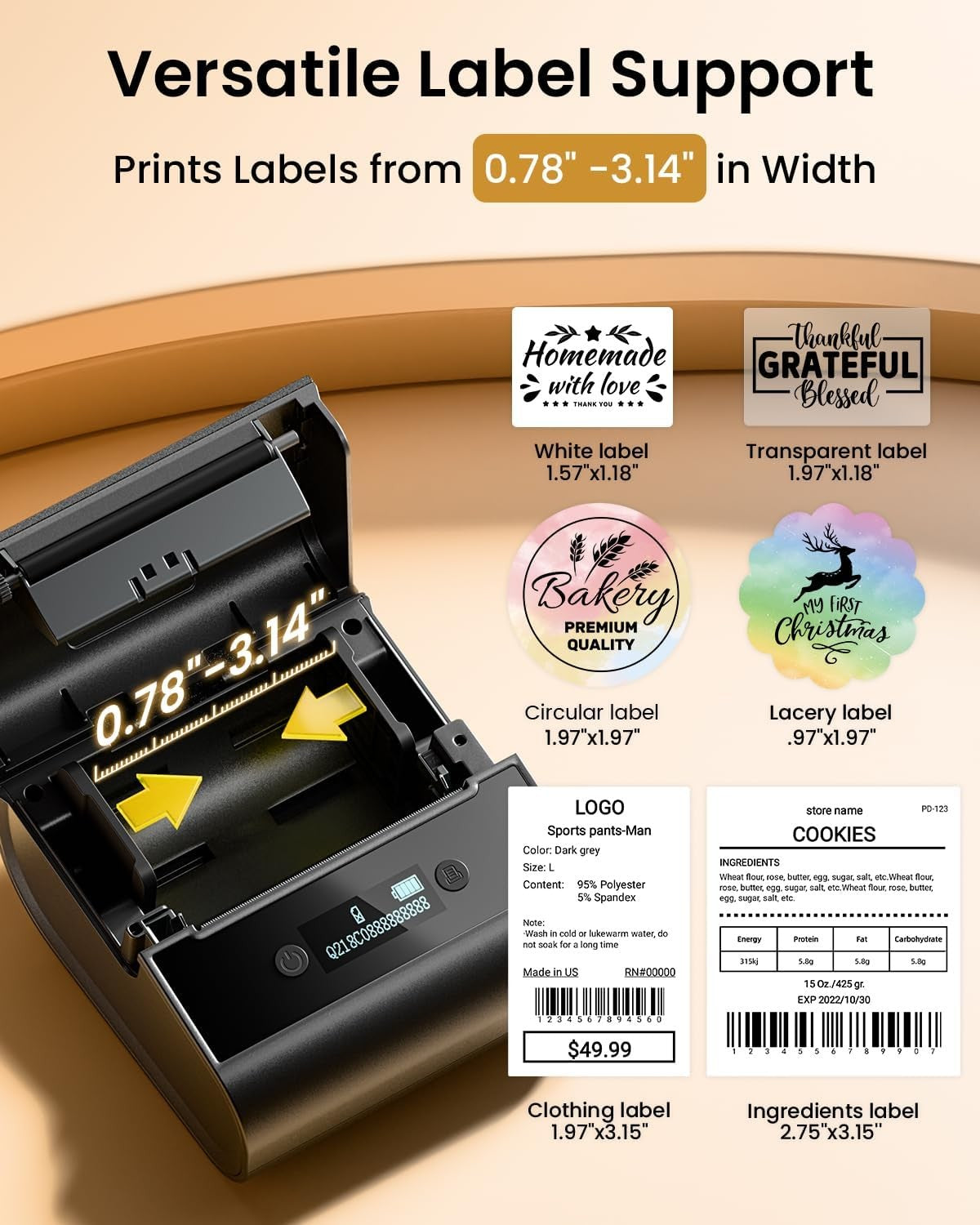 3 Inch Bluetooth Thermal Label Printer Portable Black