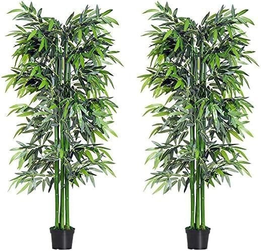 Set of 2 6FT Artificial Bamboo Trees Potted Greenery Plant Home & Garden Decor