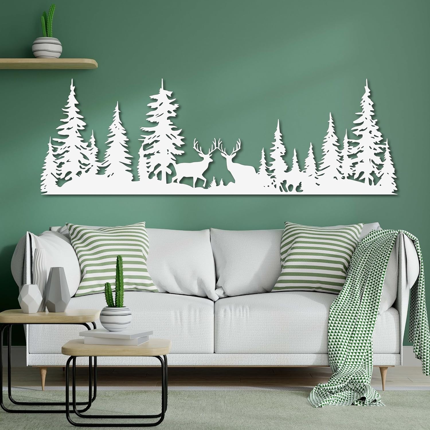 Deer Forest Metal Wall Art Trees Wildlife Farmhouse Decor