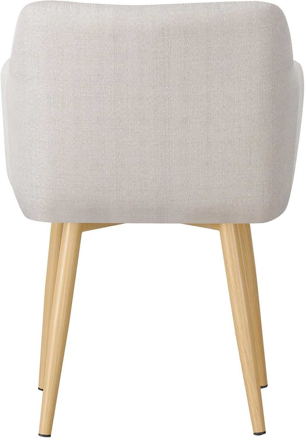 Biege Fabric Tub Chair Wing Back Armchair, Compact Bedroom Vanity Seat