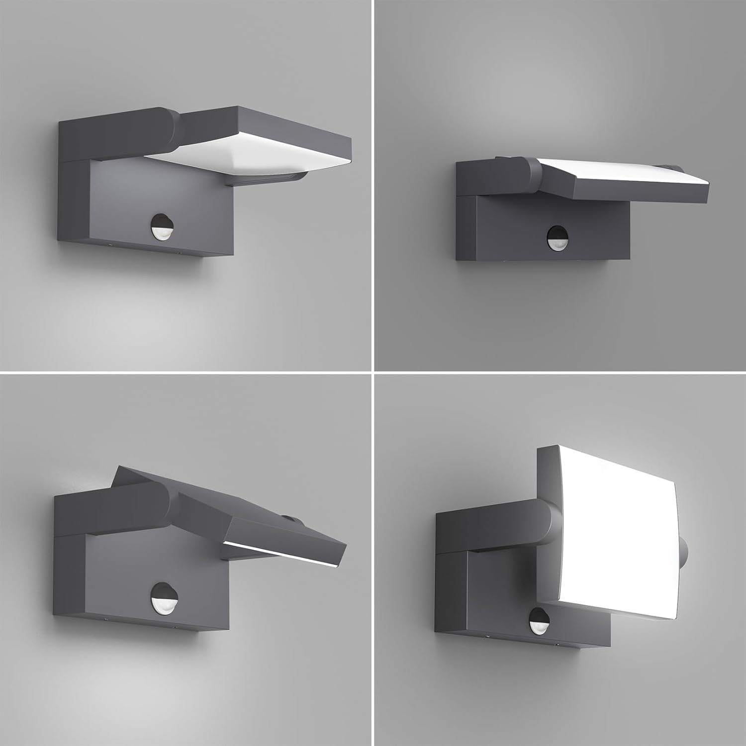 24W Outdoor Waterproof LED Wall Light with Motion Sensor & Swivel Panel