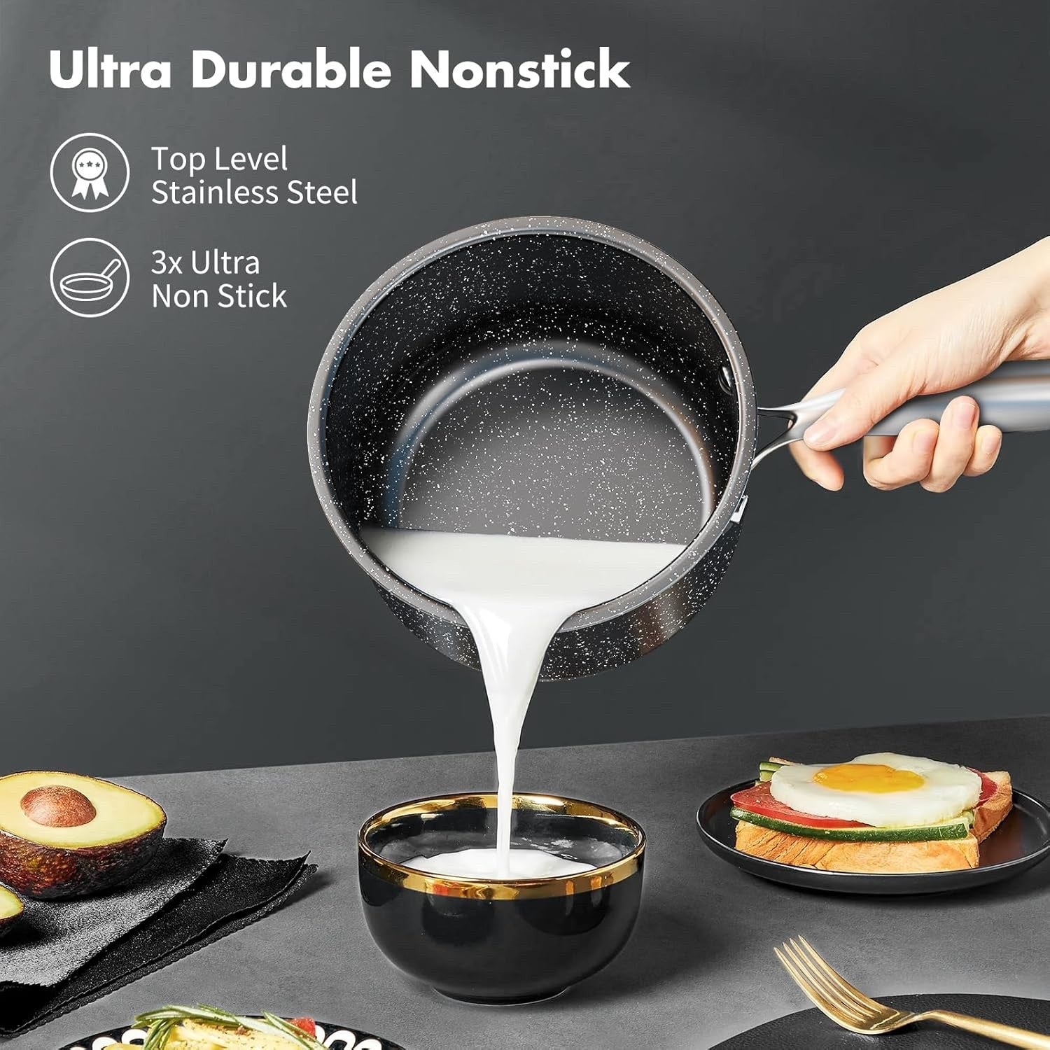 7pcs Black Granite Non Stick Cookware Set – Induction Compatible Pots & Pans