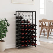 45 Bottle Wine Rack Free Standing Black Metal Wine Storage Shelf Kitchen Bar