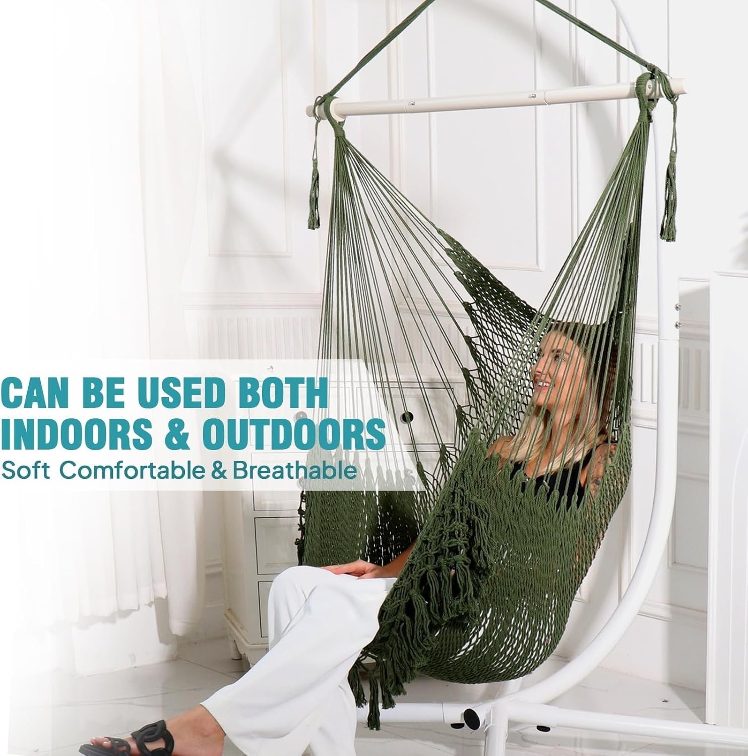 Extra Large Hanging Hammock Chair – Comfy Mesh, 120kg Max, Indoor Outdoor